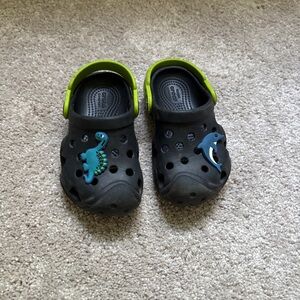 CROCS Black and Green Water Shoes with Ventilation Holes
